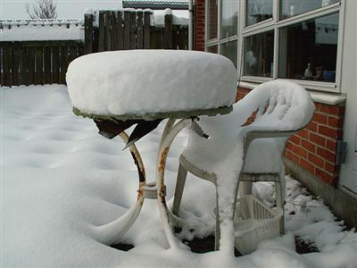 a table full of snow